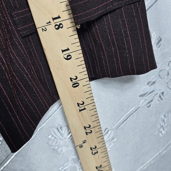 Perceptions New York Pinstripe Blazer‎ Women's Size 18 Brown Career Open Jacket - Picture 8 of 11